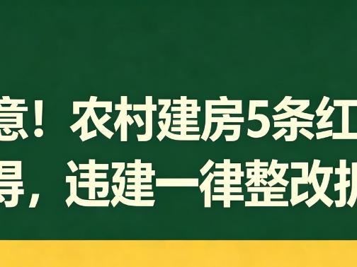 注意！农村建房5条红线碰不得，违建一律整改拆除！